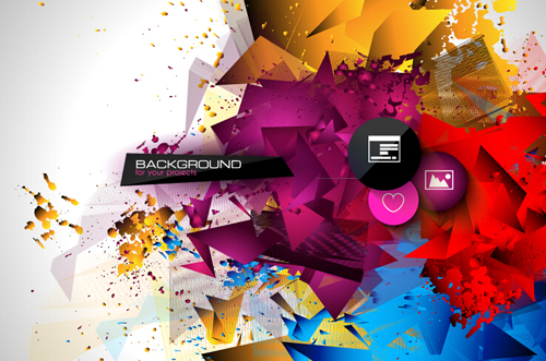 Colored geometric shapes with abstract background vector 02