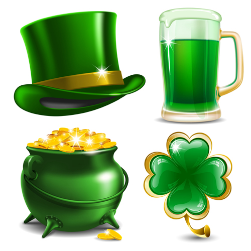 Creative saint patrick day elements icons vector