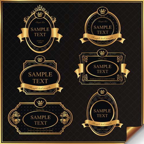 luxury labels gold frame dark 
