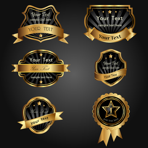 Dark gold frame labels luxury vector set 10 Dark gold frame labels luxury vector set 10
