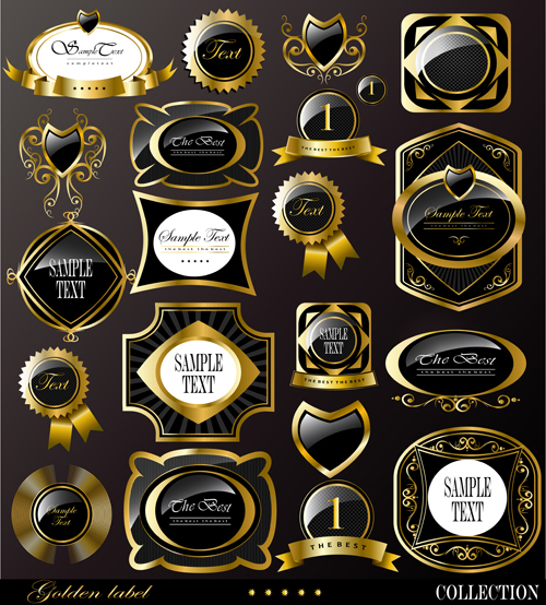 Dark gold frame labels luxury vector set 11 Dark gold frame labels luxury vector set 11