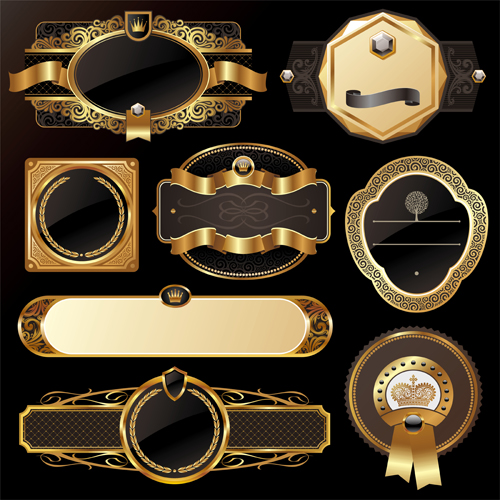 Dark gold frame labels luxury vector set 13 Dark gold frame labels luxury vector set 13