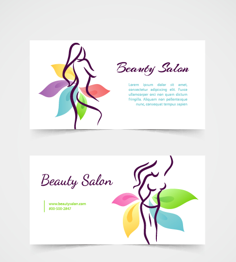 Exquisite beauty salon business cards vector material 01