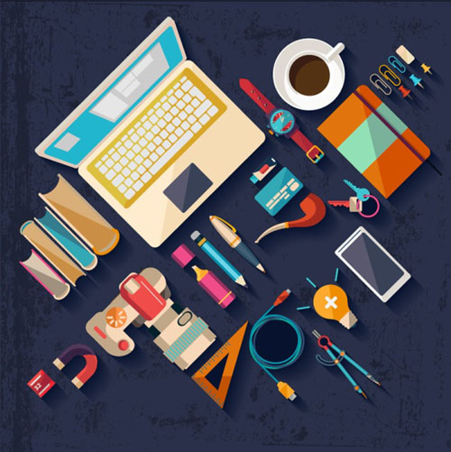 Flat Office Tools vector