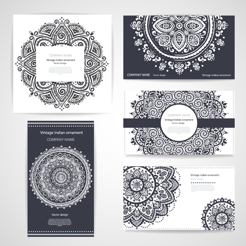 Floral ornaments pattern cards vector material 03 Floral ornaments pattern cards vector material 03