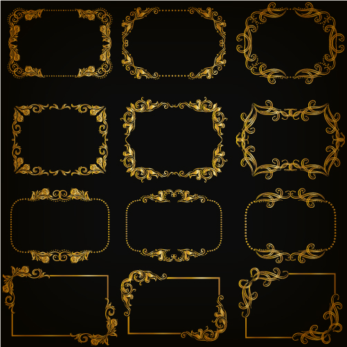 Gold frame shiny vector set 01 Gold frame shiny vector set 01