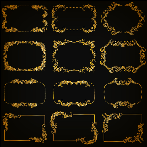 Gold frame shiny vector set 02 Gold frame shiny vector set 02