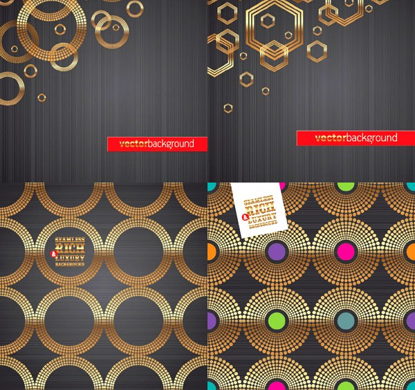 Golden circle background vector set Golden circle background vector set