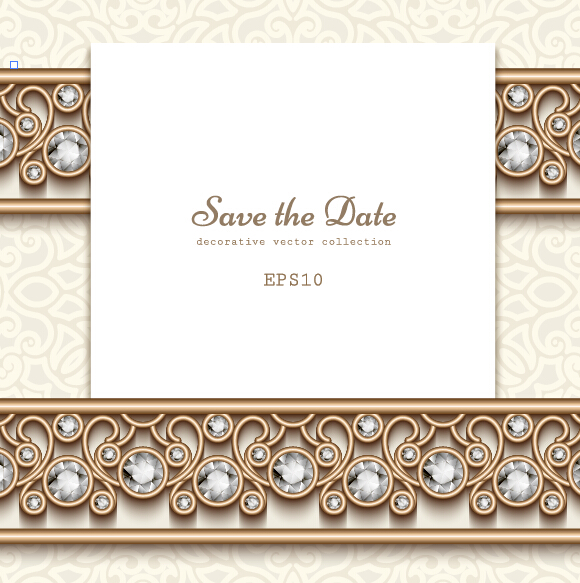 Jewelry decorative with invitation card vector 02