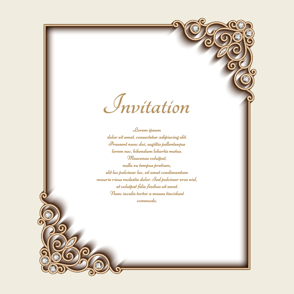 Jewelry decorative with invitation card vector 03 Jewelry decorative with invitation card vector 03