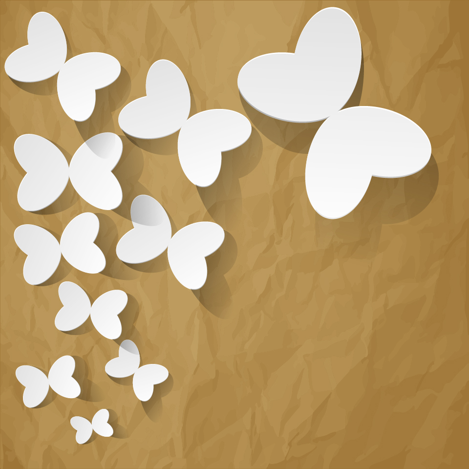 White butterflies with brown paper background vector White butterflies with brown paper background vector