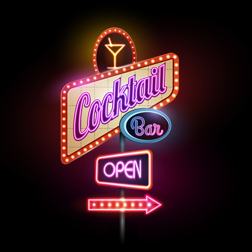 Bar neon boards vectors material 02 Bar neon boards vectors material 02