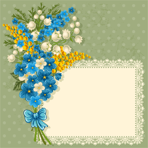 Blue flower with lace frame vector Blue flower with lace frame vector