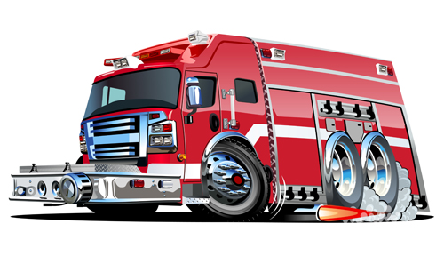 Cartoon fire truck vector material 01 Cartoon fire truck vector material 01