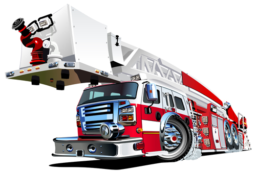 Cartoon fire truck vector material 02 Cartoon fire truck vector material 02