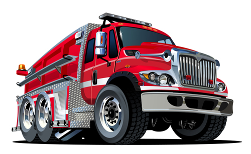 Cartoon fire truck vector material 03 Cartoon fire truck vector material 03