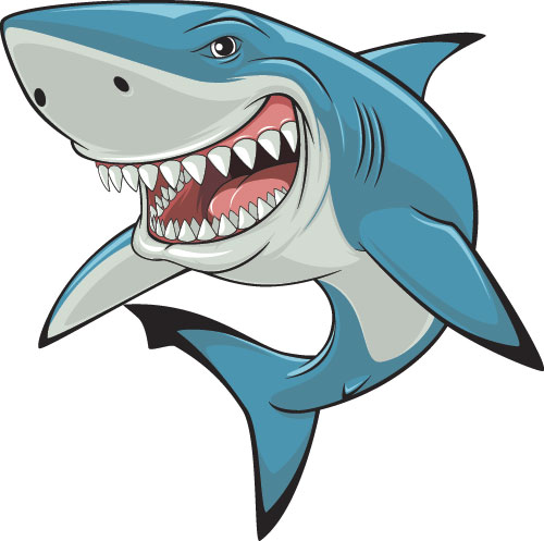 Cartoon funny shark vector material 04