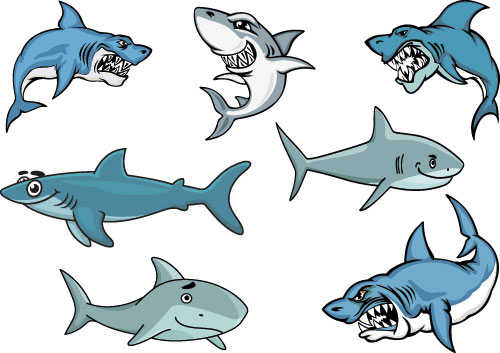 Cartoon funny shark vector material 05 Cartoon funny shark vector material 05