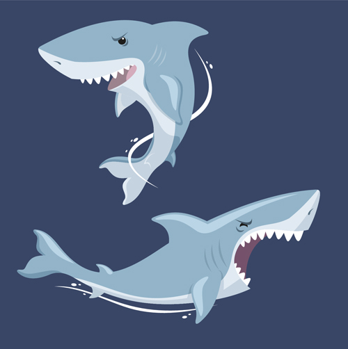 Cartoon funny shark vector material 06 Cartoon funny shark vector material 06