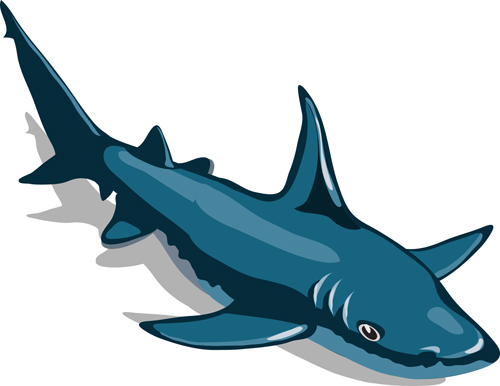 Cartoon funny shark vector material 07 Cartoon funny shark vector material 07