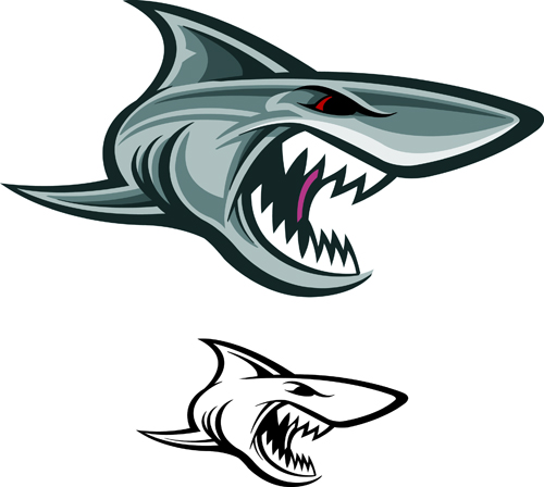 Cartoon funny shark vector material 09 Cartoon funny shark vector material 09
