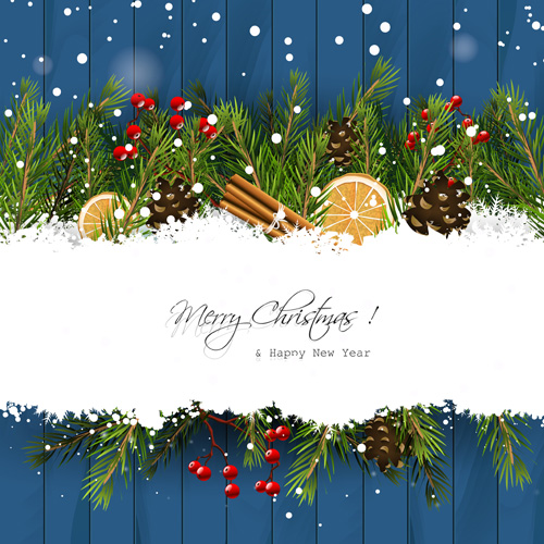 Christmas branches with woodern background vector Christmas branches with woodern background vector