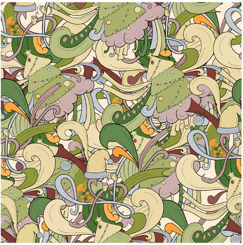 Christmas elements with doodle seamless pattern vector 05 Christmas elements with doodle seamless pattern vector 05