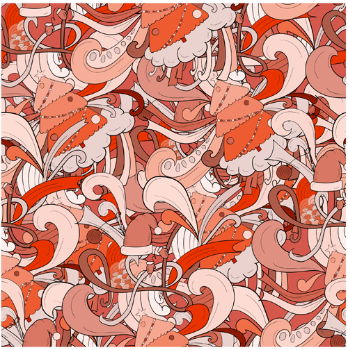 Christmas elements with doodle seamless pattern vector 06 Christmas elements with doodle seamless pattern vector 06