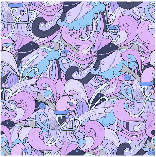 Christmas elements with doodle seamless pattern vector 07 Christmas elements with doodle seamless pattern vector 07