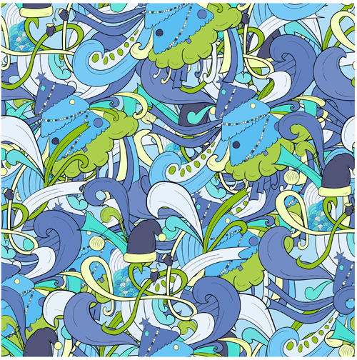 Christmas elements with doodle seamless pattern vector 09 Christmas elements with doodle seamless pattern vector 09