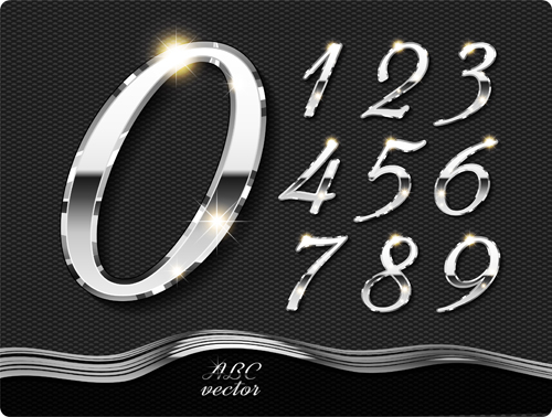 Chrome silver numerals vector material Chrome silver numerals vector material