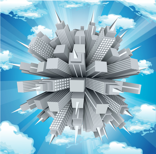 City skyscrapers design vector background set 03 City skyscrapers design vector background set 03