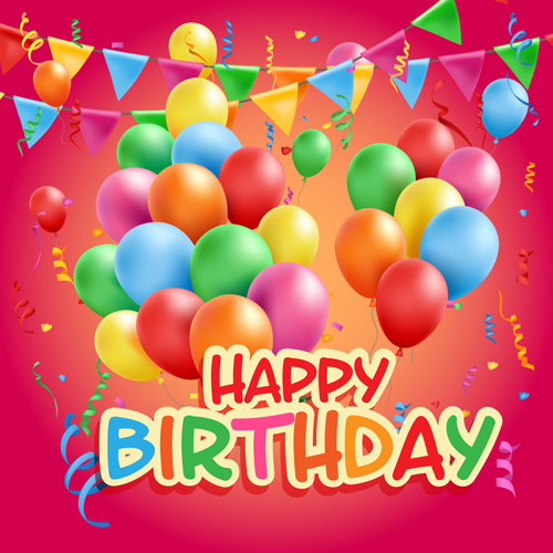 Colored balloons with birthday background graphics vector 01 Colored balloons with birthday background graphics vector 01