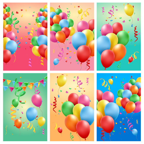 Colored balloons with birthday background graphics vector 02 Colored balloons with birthday background graphics vector 02