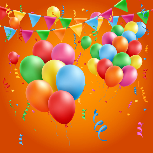 Colored balloons with birthday background graphics vector 03 Colored balloons with birthday background graphics vector 03
