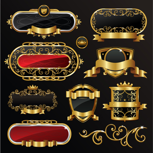 luxury labels gold frame dark 