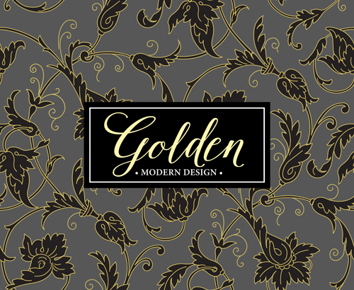 Floral seamless pattern with gold frame vectors 02 Floral seamless pattern with gold frame vectors 02