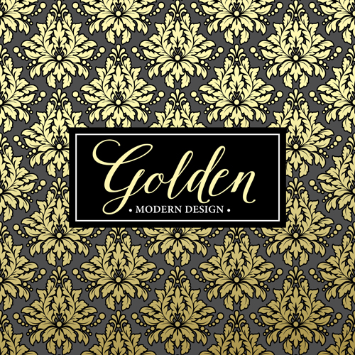 seamless pattern gold frame floral 