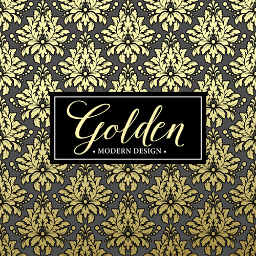 Floral seamless pattern with gold frame vectors 04 Floral seamless pattern with gold frame vectors 04