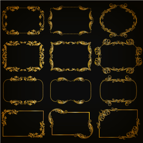 Gold frame shiny vector set 03 Gold frame shiny vector set 03