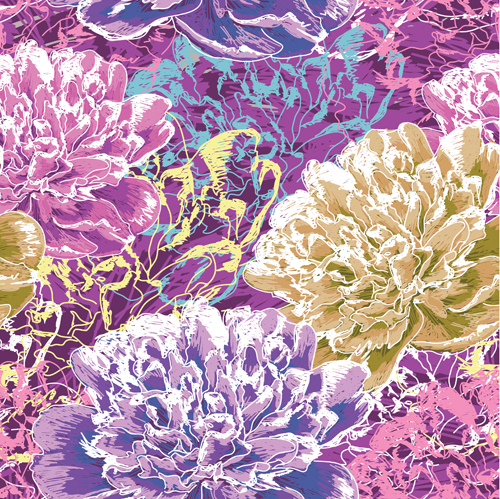 Lines flower vector pattern