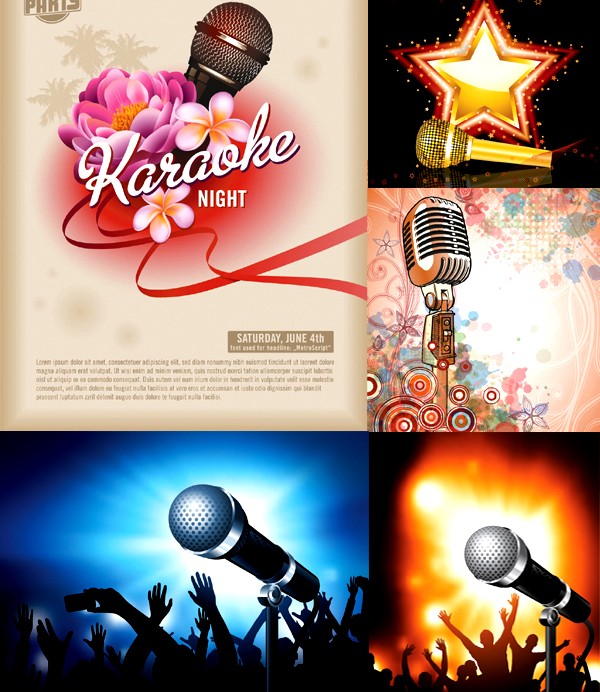 Microphone with fashion background vector Microphone with fashion background vector