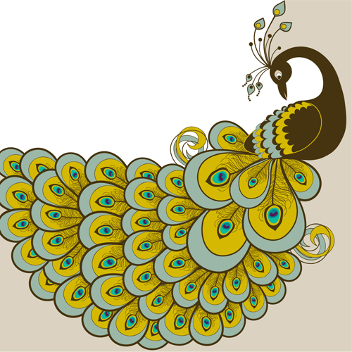 Peacock vintage styles background vector 05