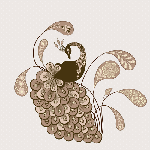 Peacock vintage styles background vector 07
