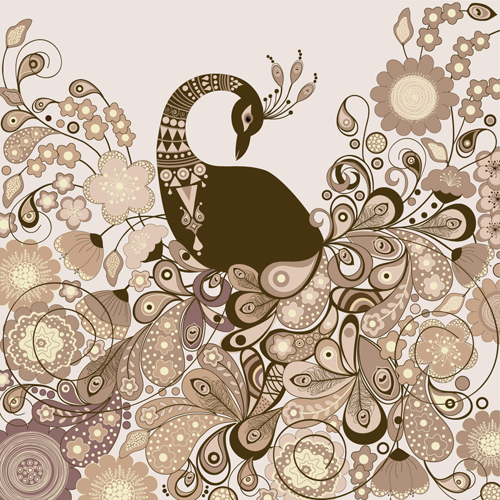 Peacock vintage styles background vector 08 Peacock vintage styles background vector 08