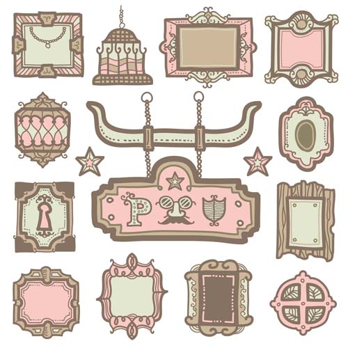 Pink vintage frames vector