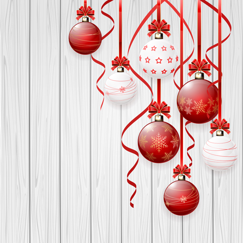 Red and white christmas balls design vector material 02 Red and white christmas balls design vector material 02