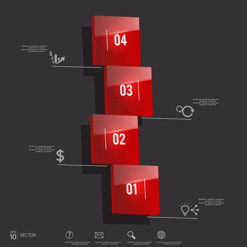 Shiny red infographic vector 03 Shiny red infographic vector 03