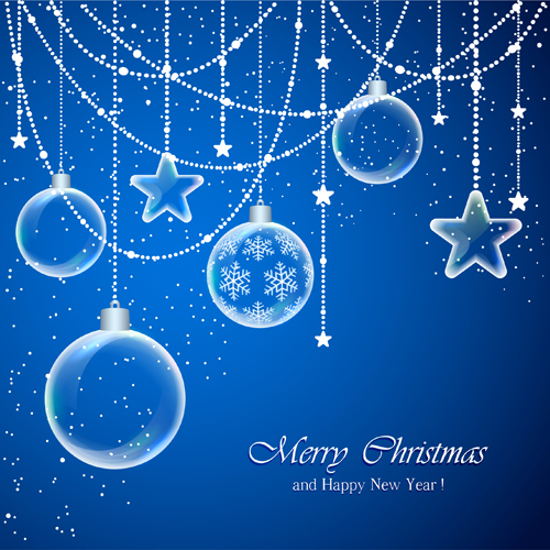 Transparent christmas balls with blue background vector Transparent christmas balls with blue background vector