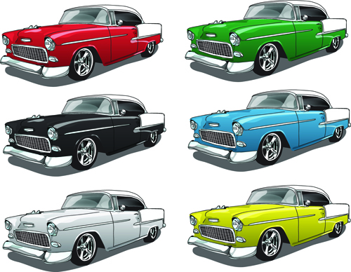 Vector colored car design set 01 Vector colored car design set 01